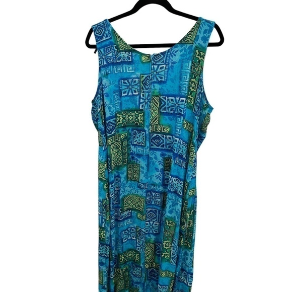 K Petite Vintage Tropical Hawaiian Print Maxi Dress Back Zipper Tags Missing - Picture 4 of 4